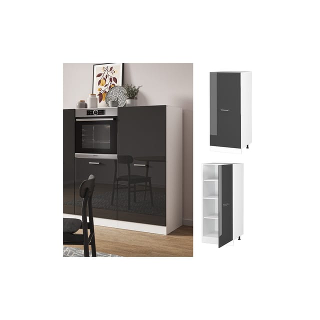 Vicco Hochschrank R-Line Küchenkommode Anthrazit Hochglanz/Weiß 60 cm