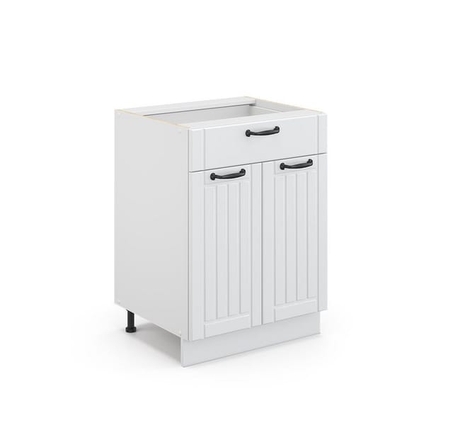 Vicco Küchenunterschrank Fame-Line Weiß Landhaus/Weiß 60 cm mit Schublade ohne Arbeitsplatte