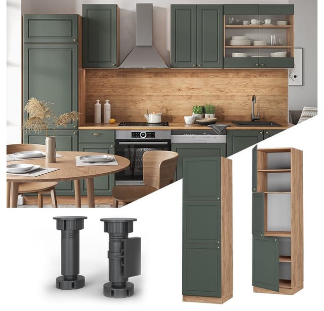 Vicco Herdumbauschrank Fame-Line Grün-Gold Landhaus/Goldkraft Eiche 60 cm