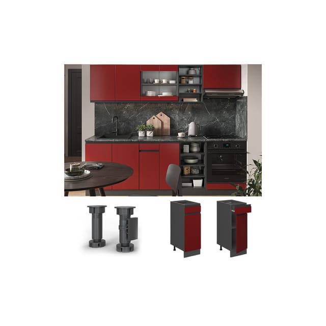 Vicco Küchenunterschrank R-Line Rot/Anthrazit 30 cm J-Shape ohne Arbeitsplatte