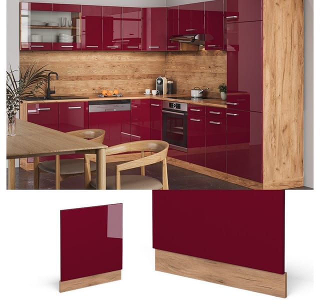 Vicco Frontblende R-Line Rot/Goldkraft Eiche 60 cm ohne Arbeitsplatte