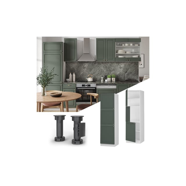 Vicco Herdumbauschrank Fame-Line Herdschrank Grün-Gold Landhaus/Weiß 60 cm