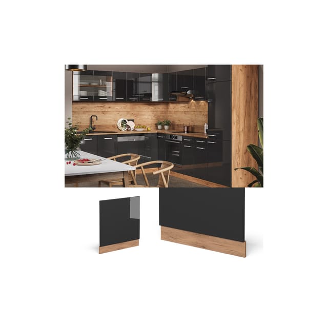 Vicco Frontblende R-Line Anthrazit Hochglanz/Goldkraft Eiche 60 cm ohne Arbeitsplatte