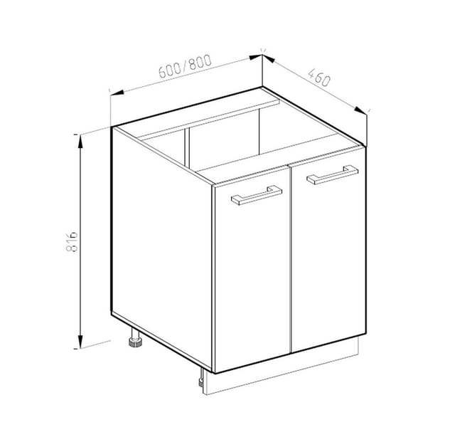 Vicco Küchenunterschrank R-Line Weiß Hochglanz/Goldkraft Eiche 60 cm ohne Arbeitsplatte