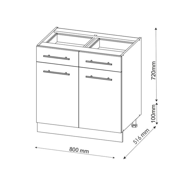 Vicco Küchenunterschrank Fame-Line Weiß Landhaus/Anthrazit 80 cm ohne Arbeitsplatte