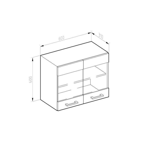 Vicco Küchenglasschrank R-Line Glashängeschrank Weiß Hochglanz/Anthrazit 60 cm