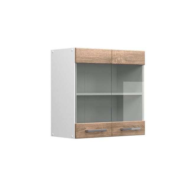 Vicco Küchenglasschrank R-Line Glashängeschrank Sonoma/Weiß 60 cm
