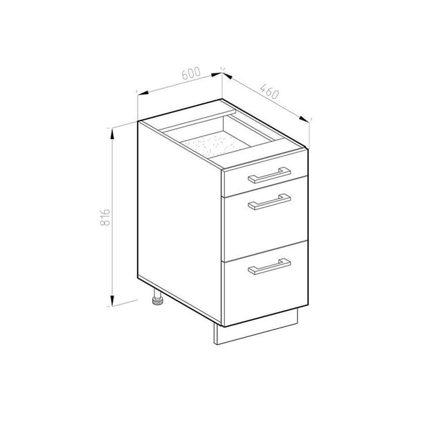 Vicco Küchenunterschrank R-Line Anthrazit Hochglanz/Weiß 60 cm mit Schubladen ohne Arbeitsplatte