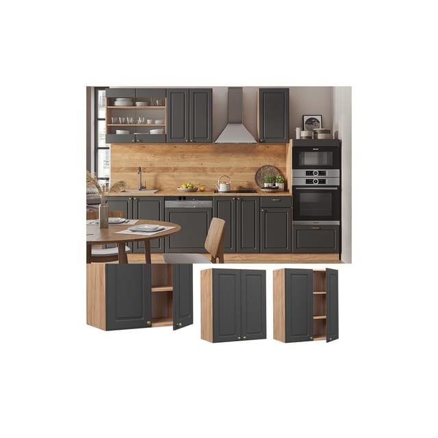 Vicco Hängeschrank Fame-Line Hängender Küchenschrank Anthrazit-Gold/Goldkraft Eiche 60 cm