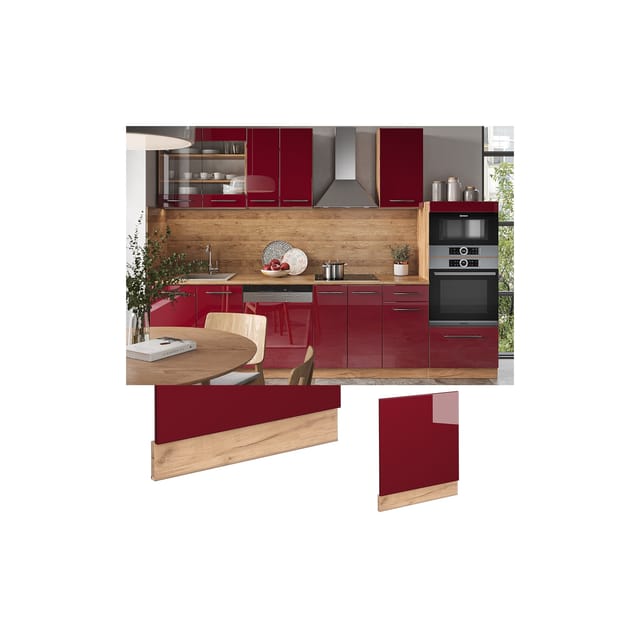 Vicco Frontblende Fame-Line Bordeaux Hochglanz/Goldkraft Eiche 60 cm ohne Arbeitsplatte
