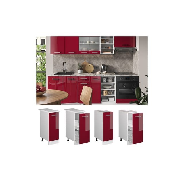 Vicco Apothekerschrank R-Line Bordeaux Hochglanz/Weiß 30 cm ohne Arbeitsplatte
