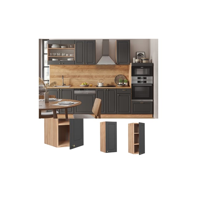 Vicco Hängeschrank Fame-Line Hängender Küchenschrank Anthrazit-Gold/Goldkraft Eiche 30 cm