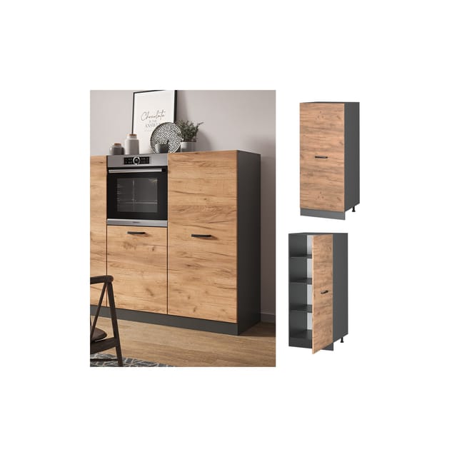 Vicco Hochschrank R-Line Küchenkommode Goldkraft Eiche/Anthrazit 60 cm
