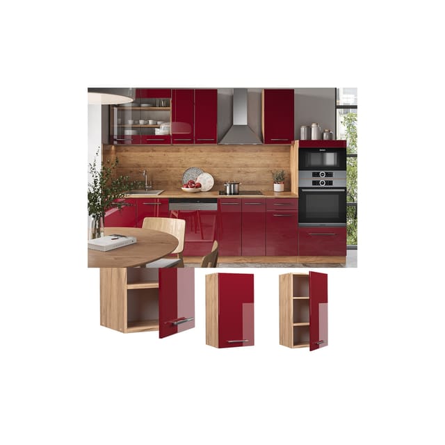 Vicco Hängeschrank Fame-Line Bordeaux Hochglanz/Goldkraft Eiche 40 cm