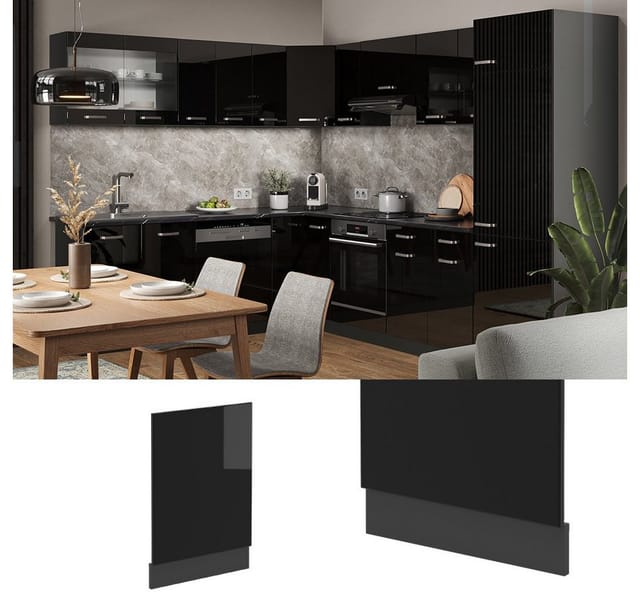 Vicco Frontblende R-Line Schwarz Hochglanz/Anthrazit 45 cm ohne Arbeitsplatte