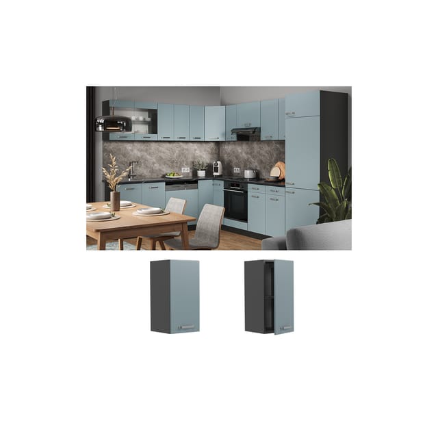 Vicco Hängeschrank R-Line Hängender Küchenschrank Blau-Grau/Anthrazit 30 cm