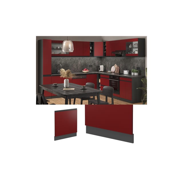 Vicco Frontblende R-Line Rot/Anthrazit 60 cm J-Shape ohne Arbeitsplatte