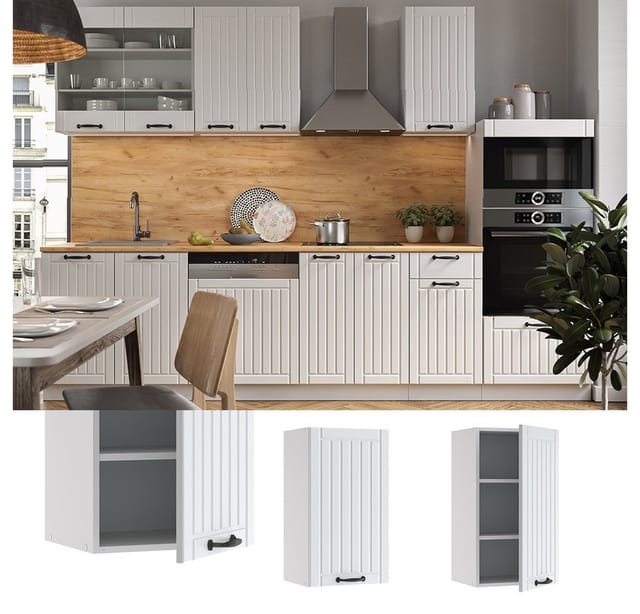 Vicco Hängeschrank Fame-Line Hängender Küchenschrank Weiß Landhaus/Weiß 40 cm