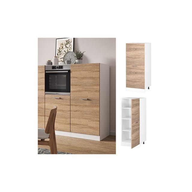 Vicco Hochschrank R-Line Küchenkommode Sonoma/Weiß 60 cm