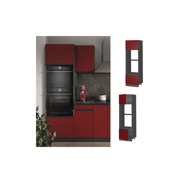 Vicco Mikrowellenschrank R-Line Küchenregal für die Mikrowelle Rot/Anthrazit 60 cm J-Shape