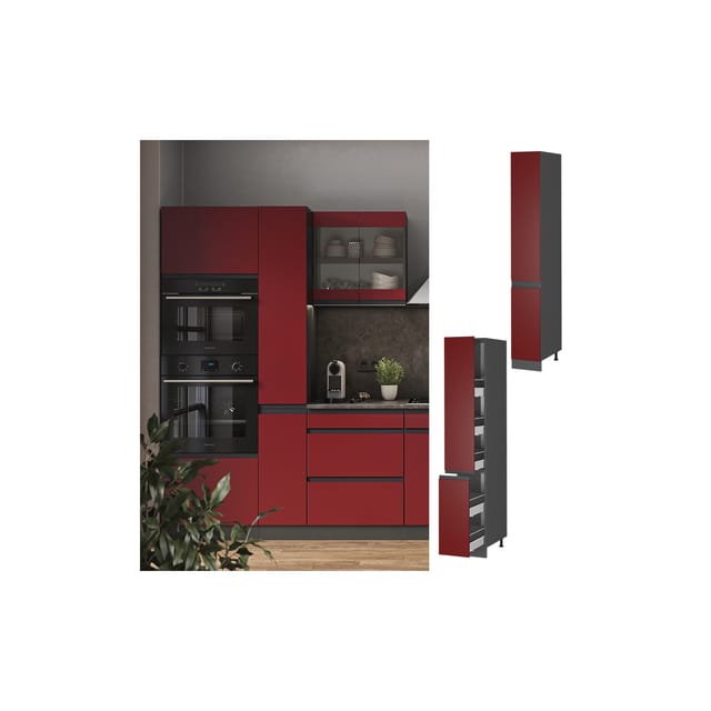Vicco Apothekerschrank R-Line Medizinschrank für die Küche Rot/Anthrazit 30 cm J-Shape