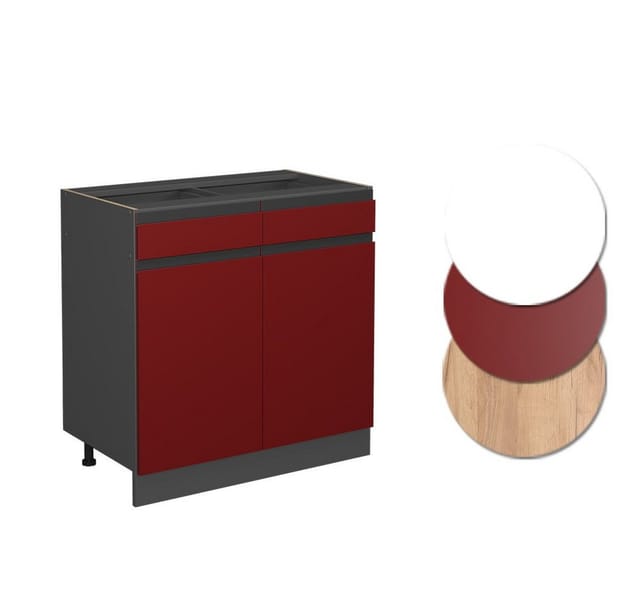 Vicco Küchenunterschrank R-Line Rot/Anthrazit 80 cm J-Shape ohne Arbeitsplatte