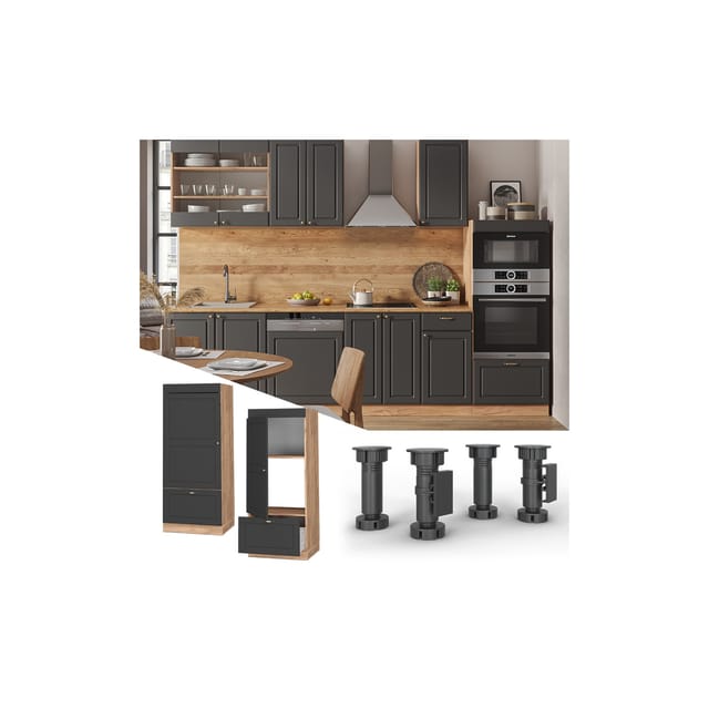 Vicco Mikrowellenschrank Fame-Line Anthrazit-Gold/Goldkraft Eiche 60 cm