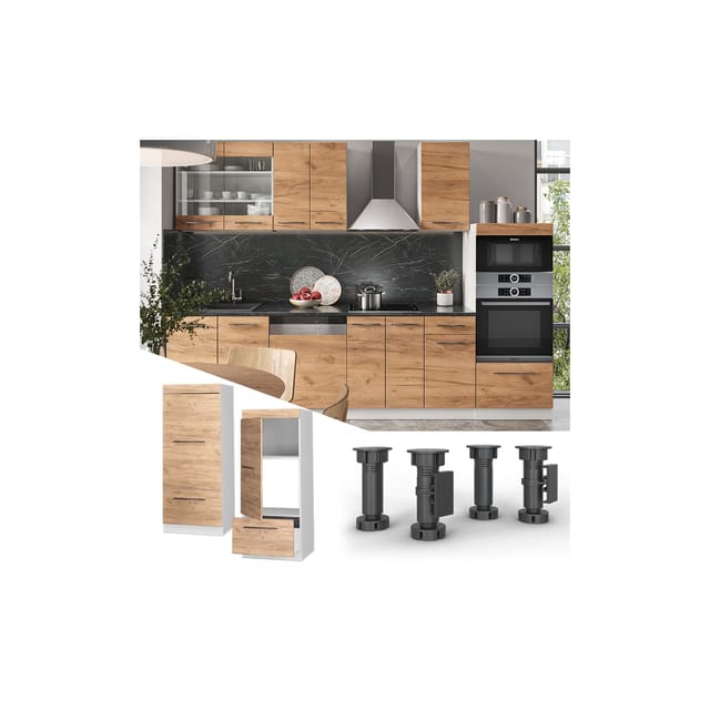 Vicco Mikrowellenschrank Fame-Line Küchenregal für die Mikrowelle Goldkraft Eiche/Weiß 60 cm