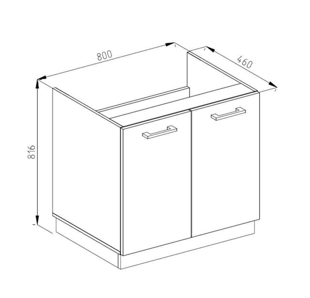 Vicco Spülenunterschrank R-Line Weiß Landhaus/Anthrazit 80 cm ohne Arbeitsplatte