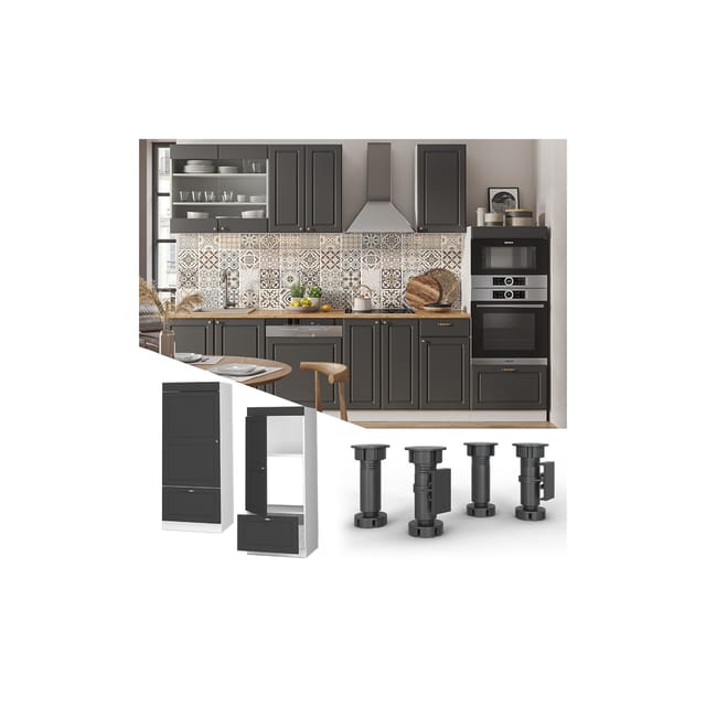 Vicco Mikrowellenschrank Fame-Line Küchenregal für die Mikrowelle Anthrazit-Gold/Weiß 60 cm