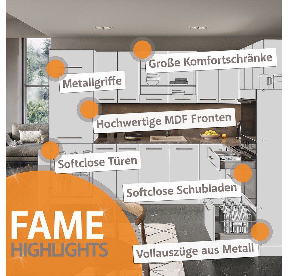 Vicco Frontblende Fame-Line Goldkraft Eiche/Anthrazit 45 cm ohne Arbeitsplatte Bild 4