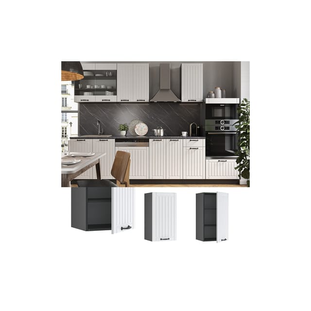 Vicco Hängeschrank Fame-Line Hängender Küchenschrank Weiß Landhaus/Anthrazit 40 cm