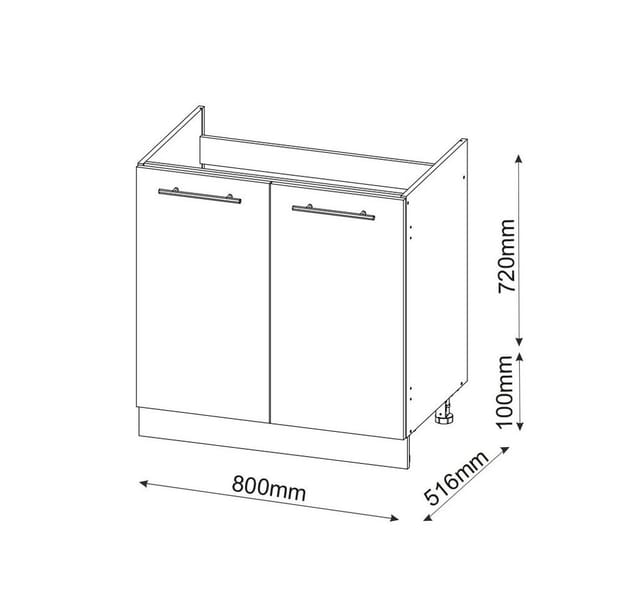 Vicco Spülenunterschrank Fame-Line Weiß Hochglanz/Anthrazit 80 cm ohne Arbeitsplatte