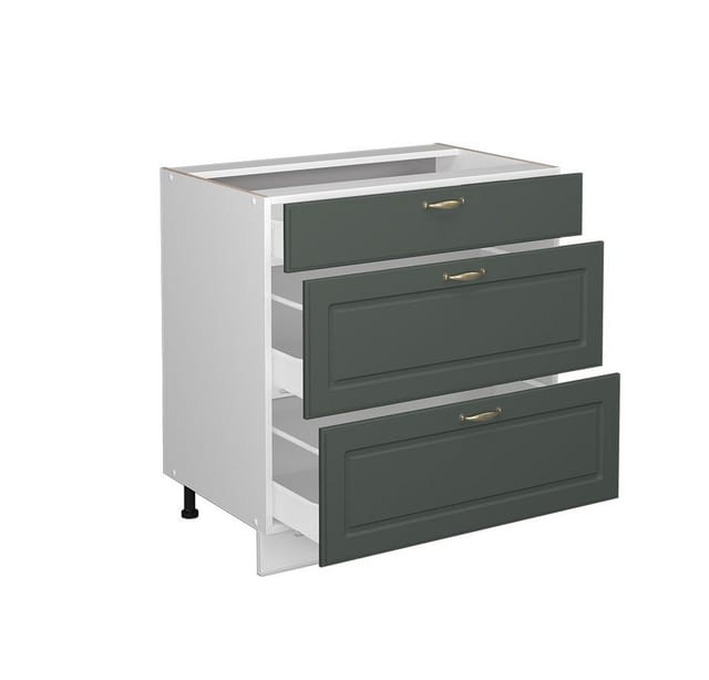 Vicco Küchenunterschrank Fame-Line Grün-Gold Landhaus/Weiß 80 cm mit 3 Schubladen ohne Arbeitsplatte