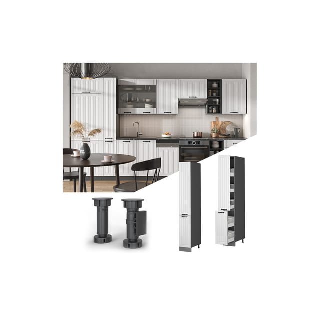 Vicco Apothekerschrank Fame-Line Medizinschrank für die Küche Anthrazit/Weiß 30 cm