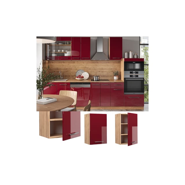 Vicco Hängeschrank Fame-Line Bordeaux Hochglanz/Goldkraft Eiche 45 cm