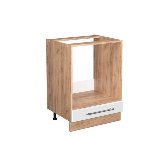Vicco Herdumbauschrank Fame-Line Weiß Hochglanz/Goldkraft Eiche 60 cm ohne Arbeitsplatte