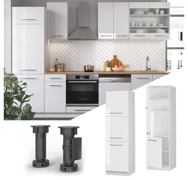 Vicco Herdumbauschrank Fame-Line Herdschrank Weiß Hochglanz/Weiß 60 cm