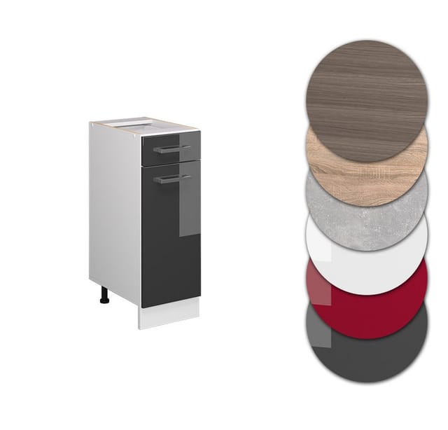 Vicco Küchenunterschrank R-Line Anthrazit Hochglanz/Weiß 30 cm ohne Arbeitsplatte