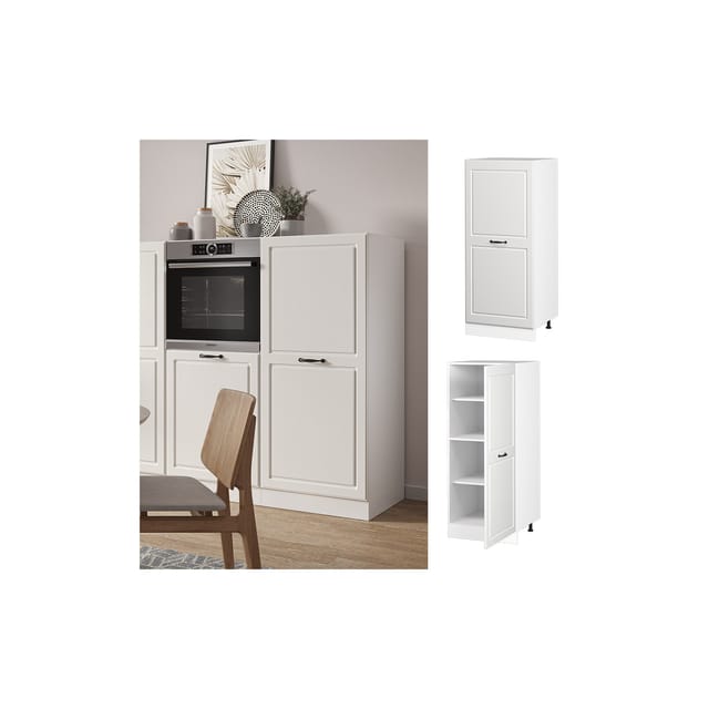 Vicco Hochschrank R-Line Küchenkommode Weiß Landhaus/Weiß 60 cm