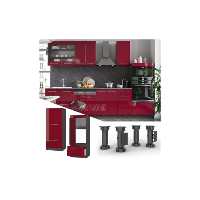Vicco Mikrowellenschrank Fame-Line Bordeaux Hochglanz/Anthrazit 60 cm