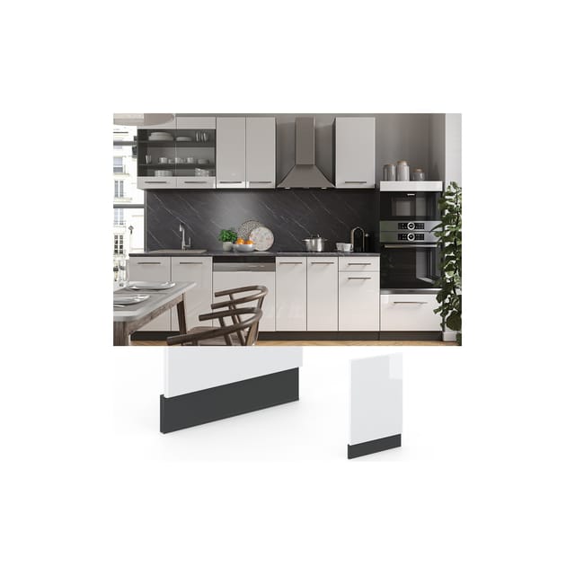 Vicco Frontblende Fame-Line Weiß Hochglanz/Anthrazit 45 cm ohne Arbeitsplatte