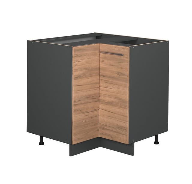 Vicco Eckunterschrank Fame-Line Goldkraft Eiche/Anthrazit 81 cm ohne Arbeitsplatte