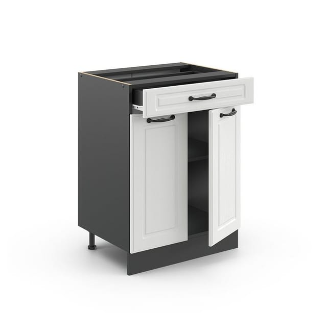 Vicco Küchenunterschrank R-Line Weiß Landhaus/Anthrazit 60 cm mit Schublade ohne Arbeitsplatte