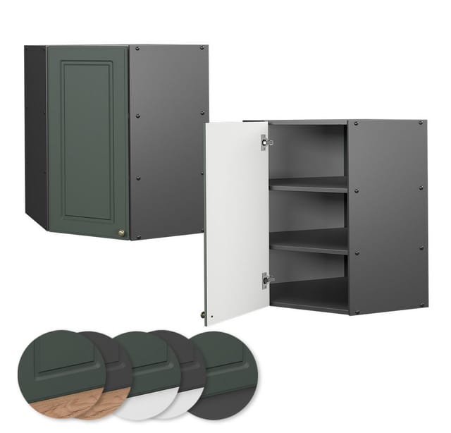 Vicco Eckhängeschrank Fame-Line Küchen-Eckschrank Grün-Gold Landhaus/Anthrazit 57 cm