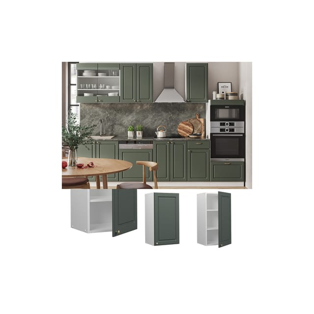 Vicco Hängeschrank Fame-Line Hängender Küchenschrank Grün-Gold Landhaus/Weiß 40 cm