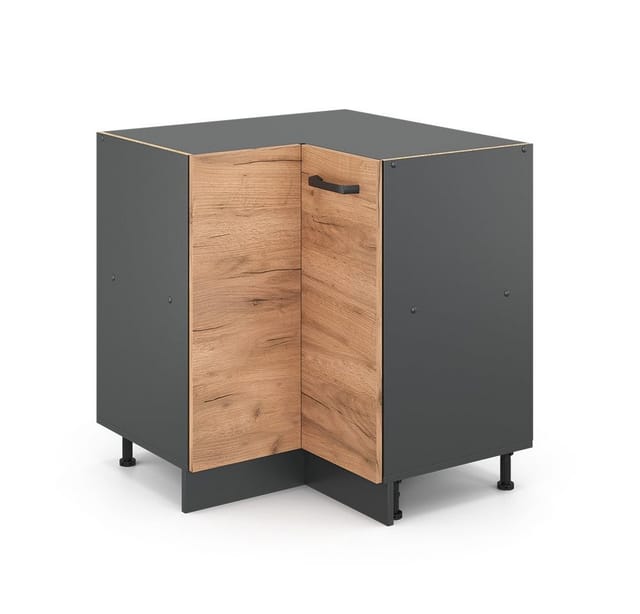 Vicco Eckunterschrank R-Line Goldkraft Eiche/Anthrazit 76 cm ohne Arbeitsplatte