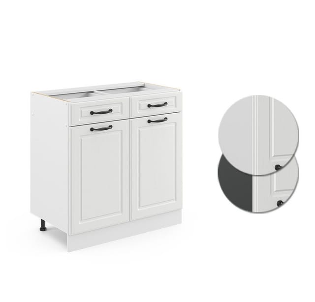 Vicco Küchenunterschrank R-Line Weiß Landhaus/Weiß 80 cm ohne Arbeitsplatte