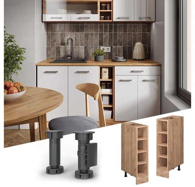 Vicco Küchenregal R-Line Offener Küchenschrank Goldkraft Eiche 20 cm ohne Arbeitsplatte