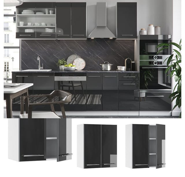 Vicco Hängeschrank Fame-Line Hängender Küchenschrank Anthrazit Hochglanz/Weiß 60 cm